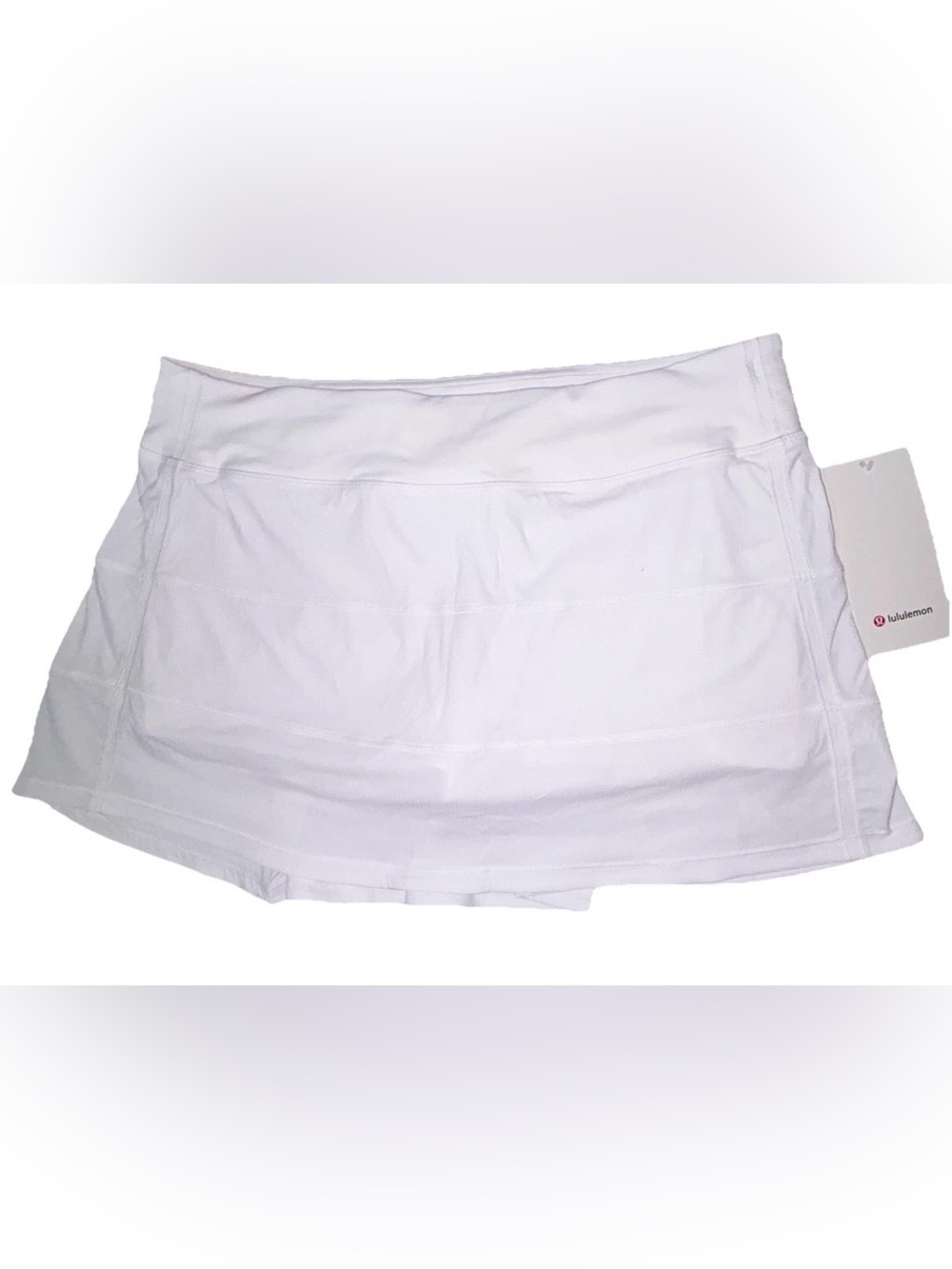 NWT LULULEMON SIZE 12*LONG PACE RIVAL MID RISE SKIRT*LONG AUTHENTIC LINER WHITE